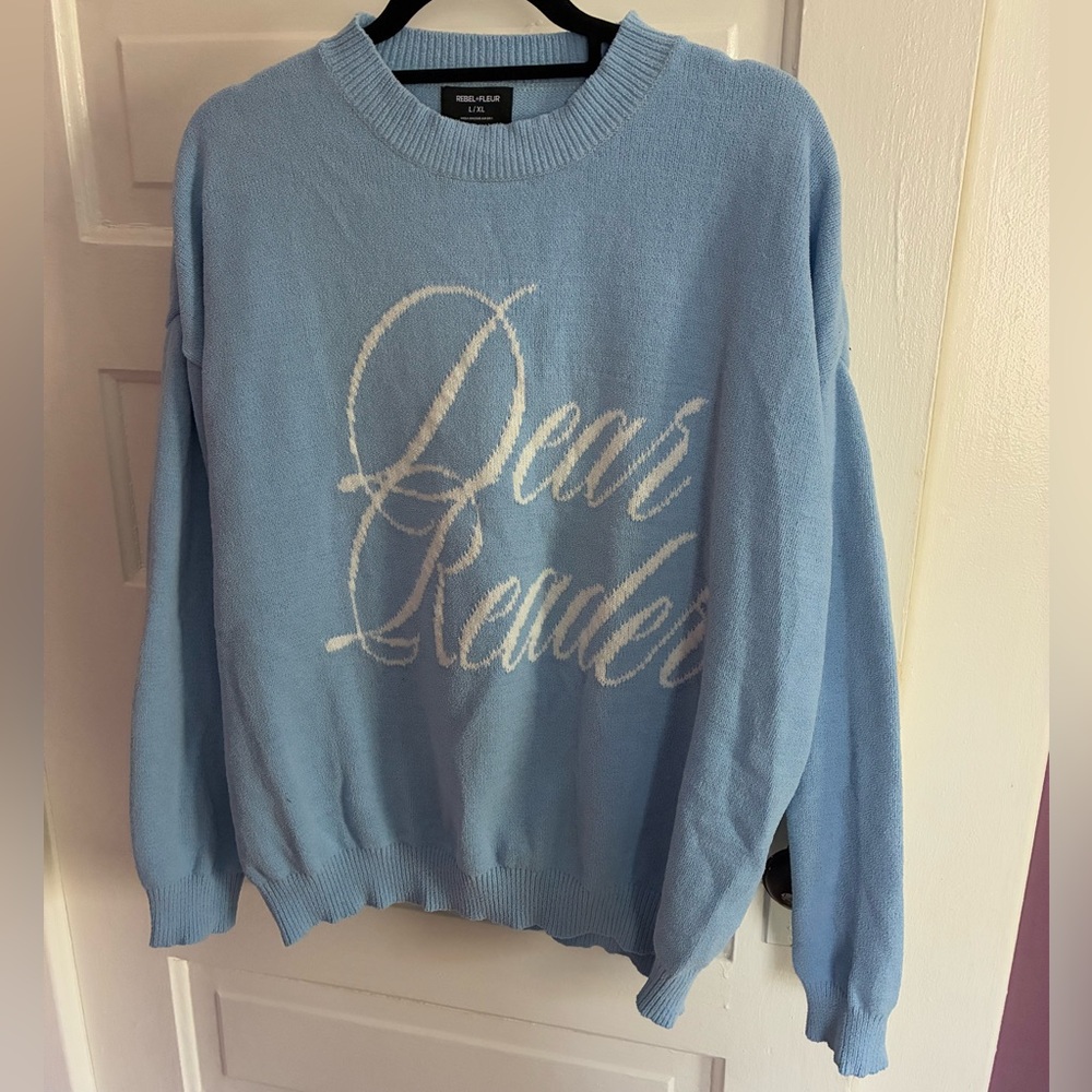 Dear Reader Blue Sweater Rebel and Fleur L/XL